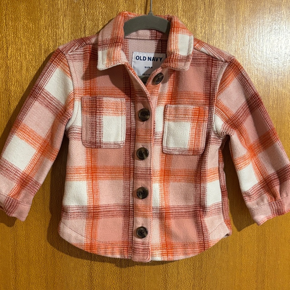Old Navy toddler Pink and Orange Plaid Jacket